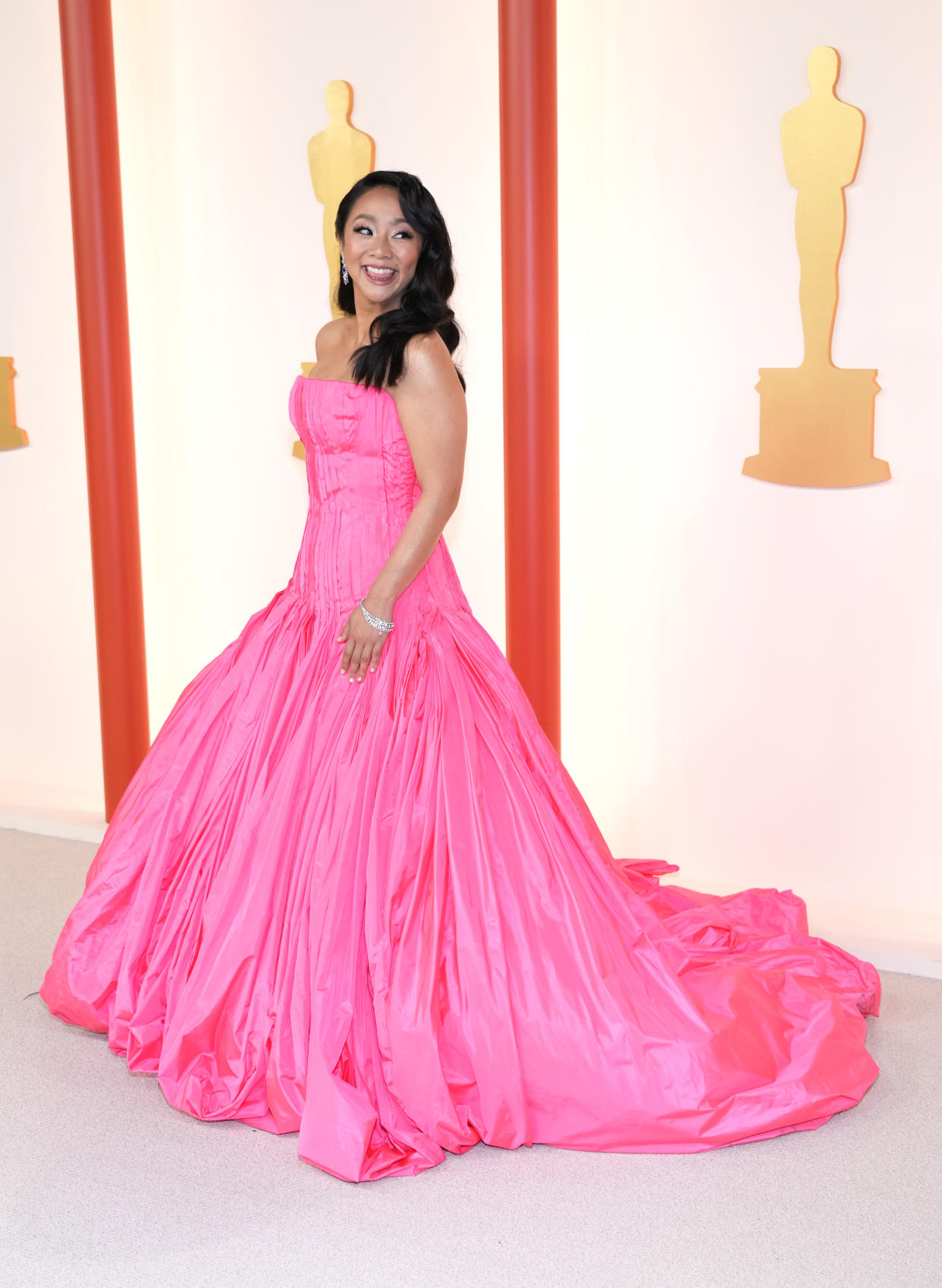 HOLLYWOOD, CALIFORNIA - MARCH 12: Stephanie Hsu attends the 95th Annual Academy Awards on March 12, 2023 in Hollywood, California. (Photo by Kevin Mazur/Getty Images)