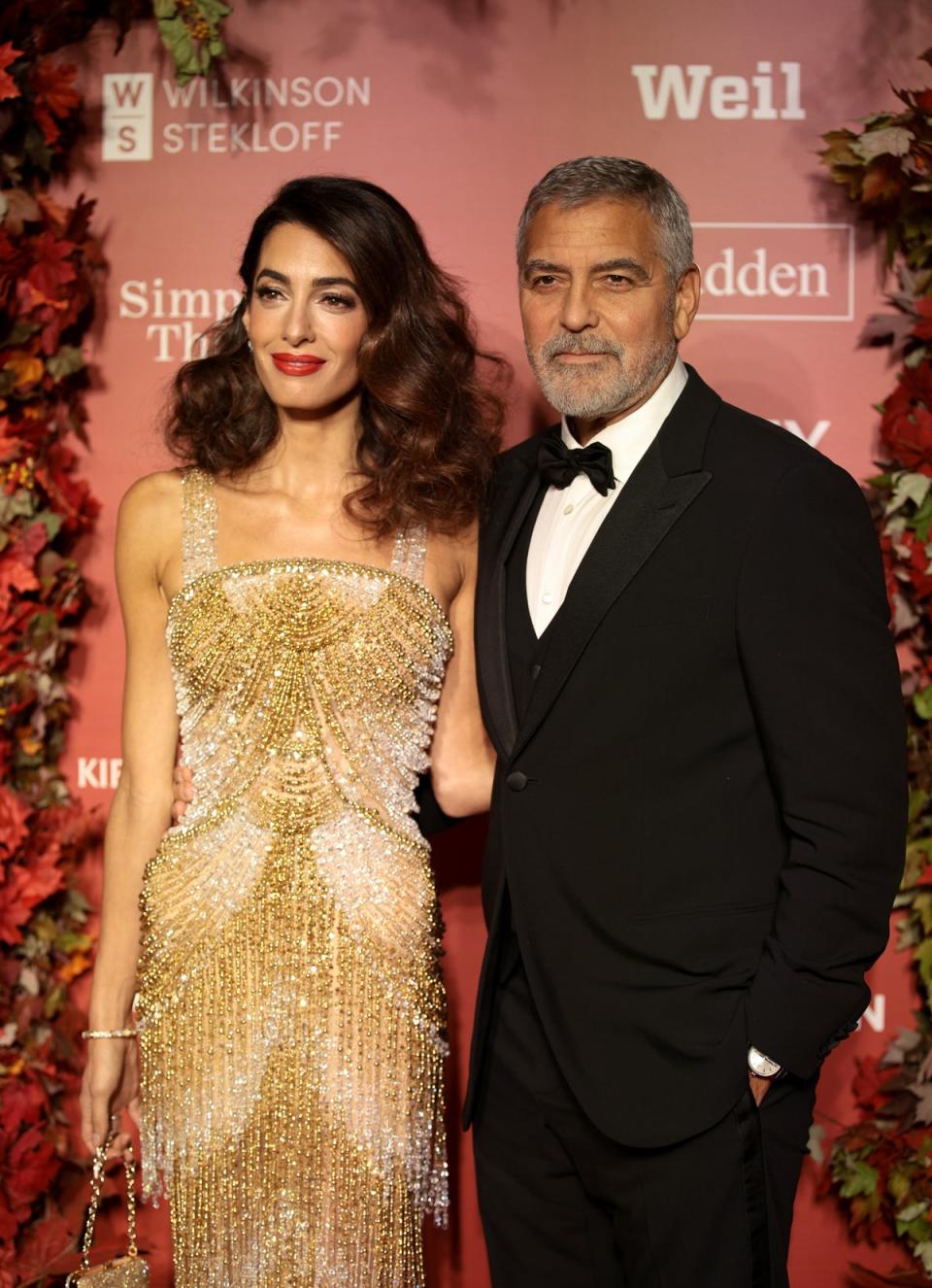 Amal Clooney and George Clooney attend the Clooney Foundation For Justice Inaugural Albie Awards at New York Public Library on September 29, 2022 (Getty Images for Albie Awards)