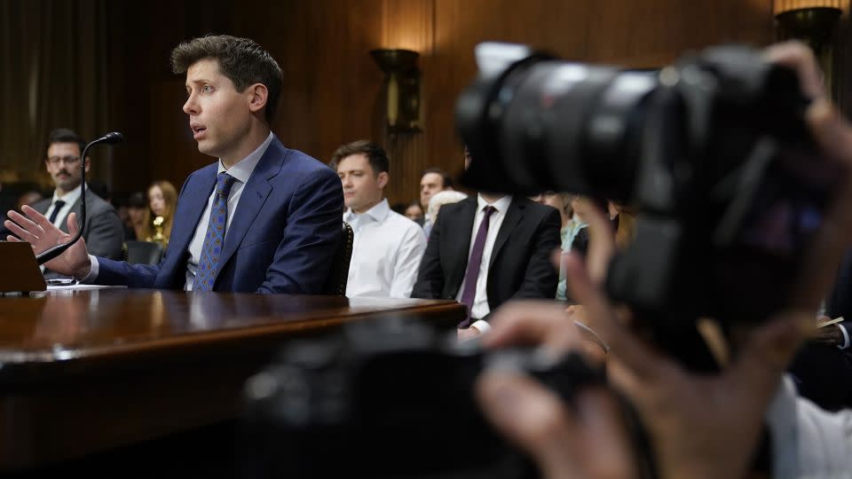 OpenAI CEO Sam Altman speaks before a Senate Judiciary Subcommittee on Privacy, Technology and the Law hearing on artificial intelligence, on May 16, on Capitol Hill in Washington. - Patrick Semansky/AP