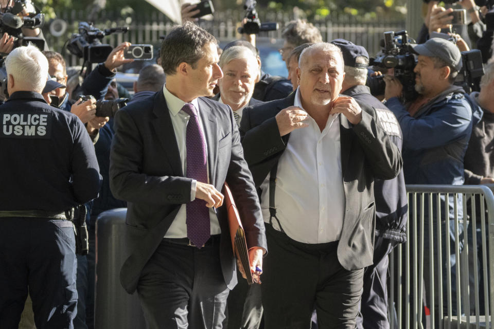 Fred Daibes arrives at federal court, Wednesday, Sept. 27, 2023, in New York. Daibes is named as one of three businessmen named as co-defendants with Democratic U.S. Sen. Bob Menendez of New Jersey who is due to answer to charges that he used his powerful post to secretly advance Egyptian interests and do favors for New Jersey businessmen in exchange for bribes of cash and gold bars. (AP Photo/Jeenah Moon)