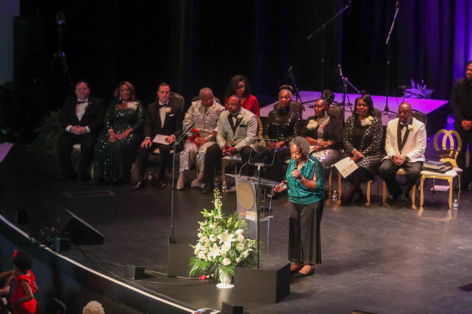 Singer Huxsie Scott performs "Savannah Strong" during the 2024 inauguration for the Savannah City Council on Tuesday, January 2, 2024 at the Johnny Mercer Theatre.
