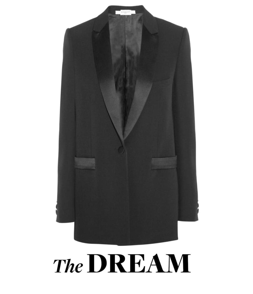 <p>Givenchy Black Wool Jacket With Satin Details, $2,590, <a href="http://www.net-a-porter.com/us/en/product/452704/givenchy/black-wool-jacket-with-satin-details" rel="nofollow noopener" target="_blank" data-ylk="slk:net-a-porter.com;elm:context_link;itc:0;sec:content-canvas" class="link ">net-a-porter.com</a></p>