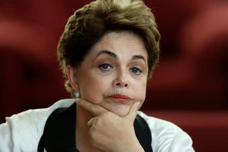 Brazil's former President Dilma Rousseff reacts during a news conference for foreign journalists at Alvorada Palace in Brasilia, Brazil September 2, 2016. REUTERS/Ueslei Marcelino