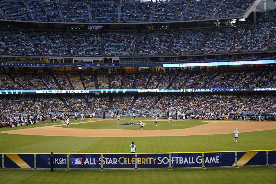 General view of Dodger Stadium during the MLB All Star Celebrity Softball game, Saturday, July 16, 2022, in Los Angeles. (AP Photo/Jae C. Hong)