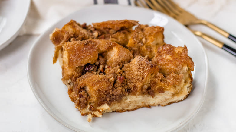 Serving of French toast casserole