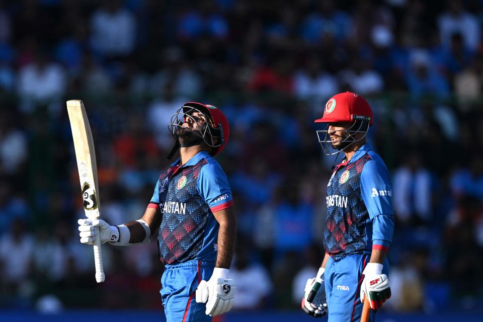 Afghanistan captain Hashmatullah Shahidi celebrated his half century (AFP via Getty Images)