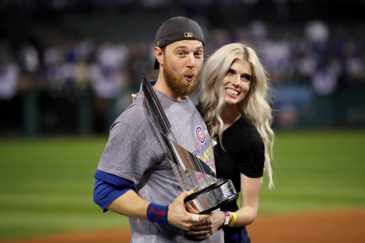 Ben and Julianna Zobrist celebrate the World Series (Getty Images)