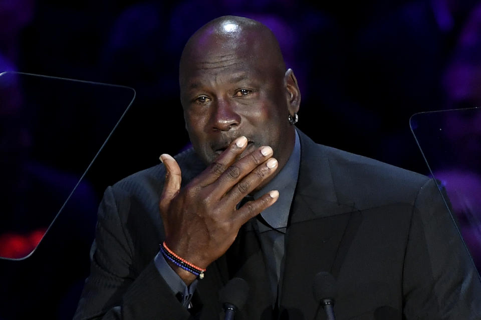 Michael Jordan speaks during The Celebration of Life for Kobe & Gianna Bryant at Staples Center on February 24, 2020 in Los Angeles, California.