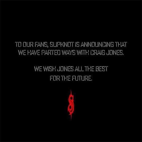 Screengrab of Slipknot message