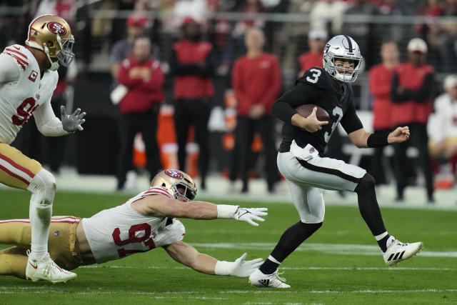 Raiders' playoff hopes dashed after falling 37-34 against 49ers