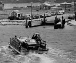 The two car ferry “On Time” carrying tourists approaches slip on Chappaquiddick Island on trip from Edgartown on Martha’s Vineyard on July 25, 1969. Sen. Edward M. Kennedy was headed for this ferry landing late on July 18, when he took a wrong turn and plunged off a bridge and passenger Miss Mary Jo Kopechne, 28, of Washington, D.C., was killed. The Building at left is waiting room for ferry. (Photo: AP)