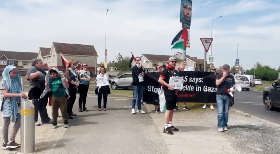 A small group of pro-Palestinian protesters in Fingal County, Ireland (John Burtchaell)