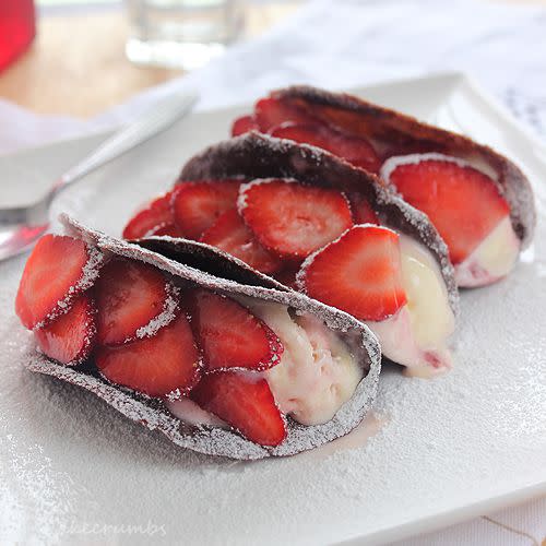 Raspberry Swirl and Strawberries Choco Tacos