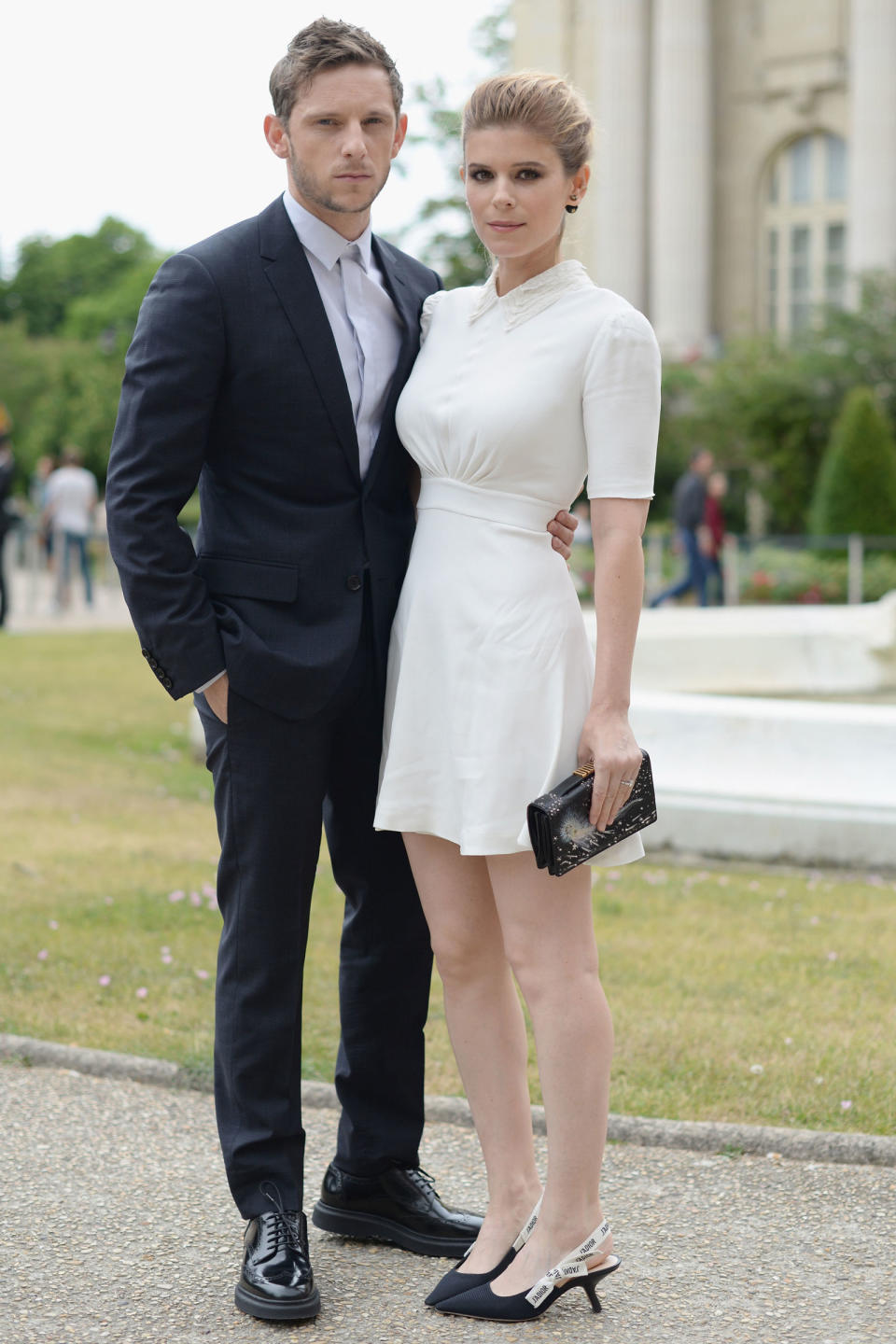 <p><strong>24 June</strong> Jamie Bell and Kate Mara attended Paris Men's Fashion Week and opted for simple pared-back looks. Bell wore a grey shirt and black suit while Mara opted for a cream Dior dress with an embellished collar and statement Dior kitten heels. </p>