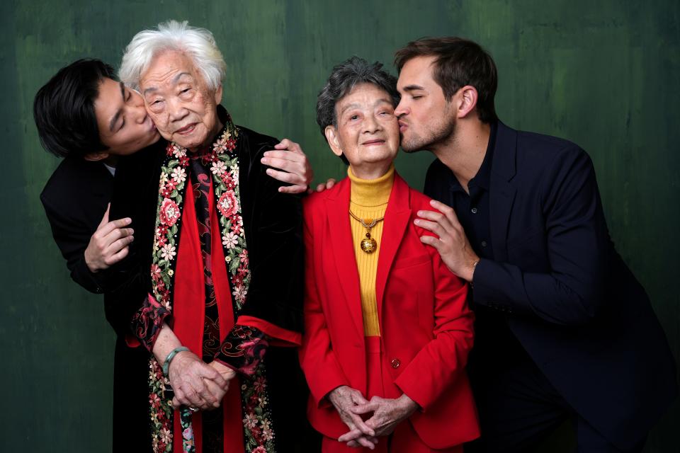 Sean Wang, from left, Yi Yan Fuei, Zhang Li Hua, and Sam Davis pose for a portrait during the 96th Academy Awards Oscar nominees luncheon on Monday, Feb. 12, 2024, at the Beverly Hilton Hotel in Beverly Hills, Calif.