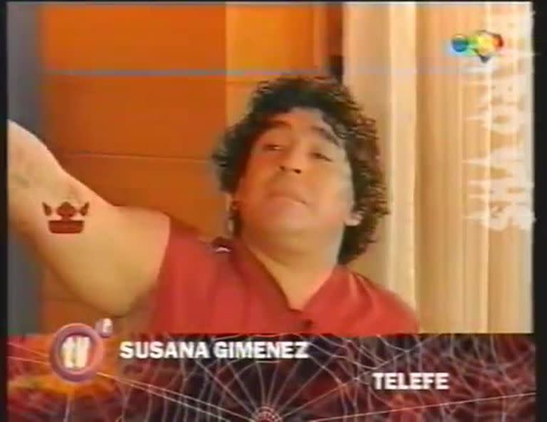 Diego Maradona en 2004, en el programa de Susana Giménez