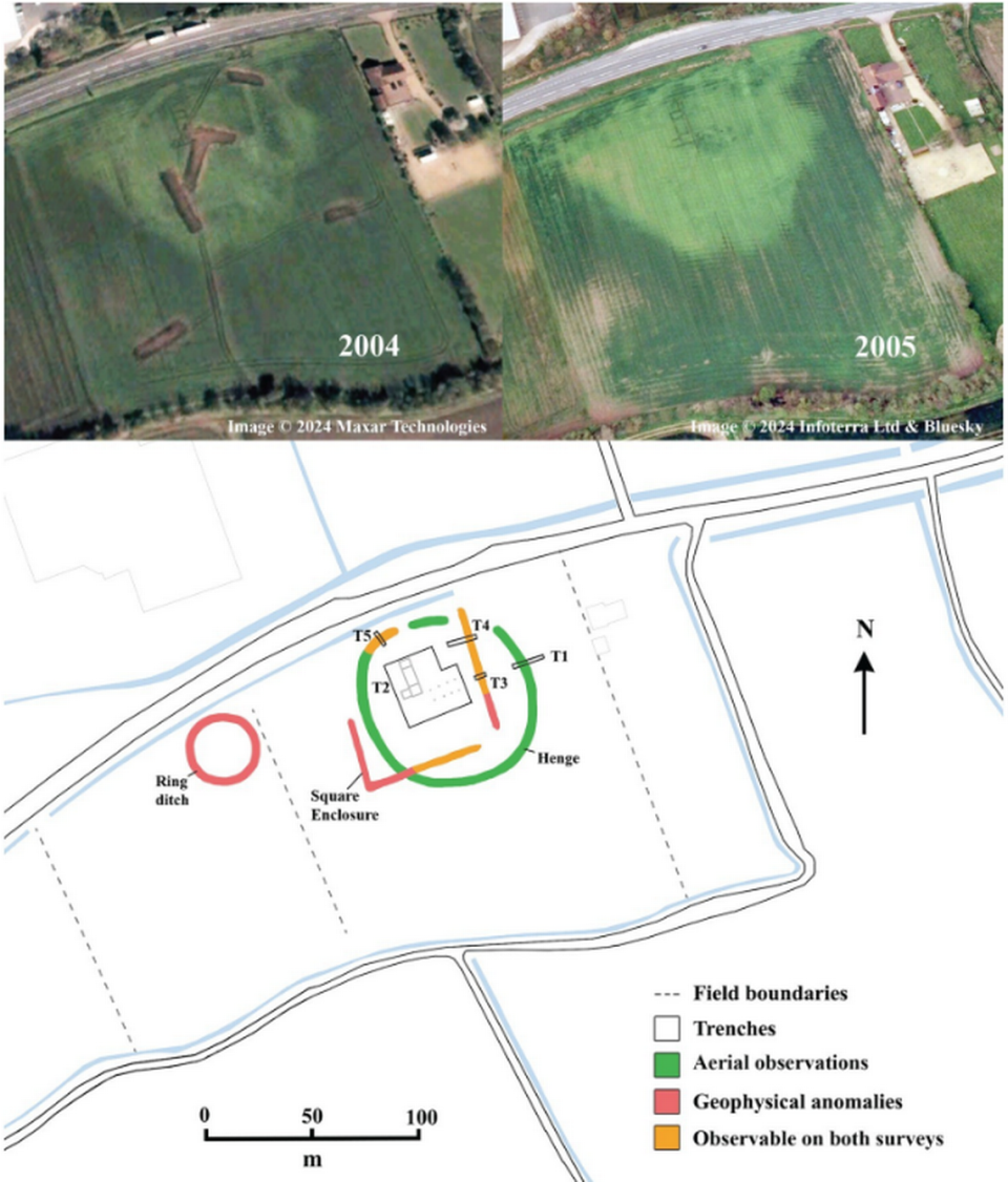 A circular stone henge was found buried in a field near the abbey, though excavation could not be done on most of the stones.