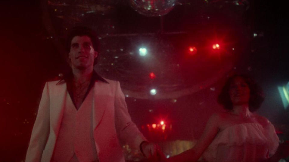 John Travolta in 'Saturday Night Fever' with co-star Karen Lynn Gorney