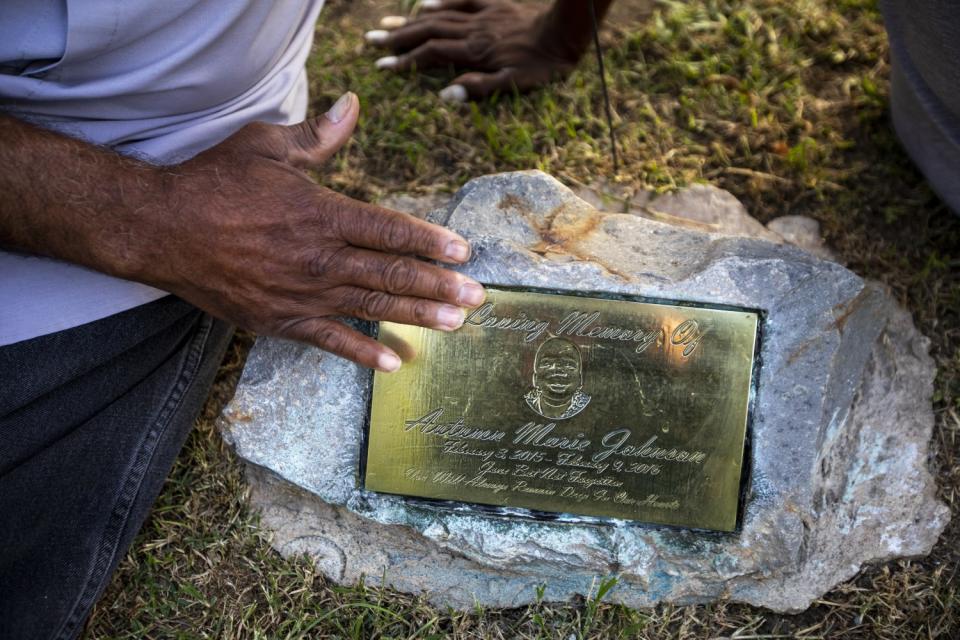 Plaque engraved with the face of Autumn Marie Johnson