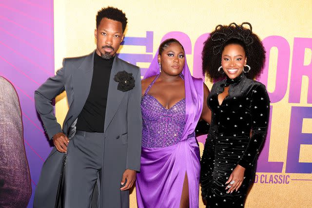 <p>Christopher Polk/Variety via Getty</p> Corey Hawkins (left) and Teyonah Parris (right) supporting Danielle Brooks at the premiere of 'The Color Purple'