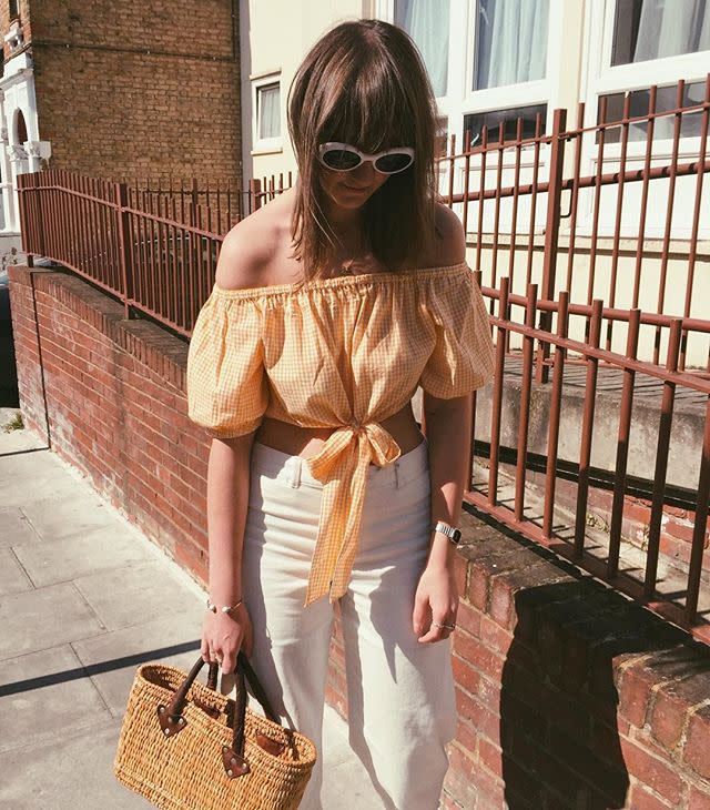 Zara's off-the-shoulder top