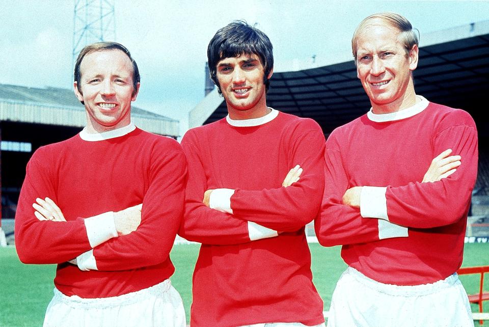 <p>Stiles (left) with George Best and Bobby Charlton in his Man Utd days. </p>Getty Images