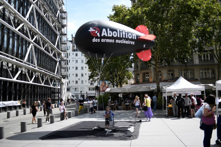 A protest in Paris last month calling for the abolition of nuclear weapons, an issue taken up at the United Nations where 51 countries are signing onto a ban