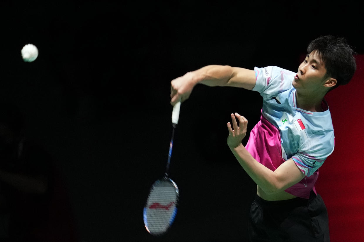 Singapore shuttler Loh Kean Yew returns a shot at the 2022 BWF World Championships in Tokyo. 