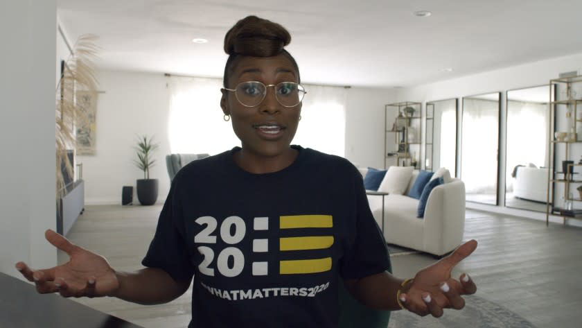 Issa Rae in a scene from "Coastal Elites." Credit: HBO
