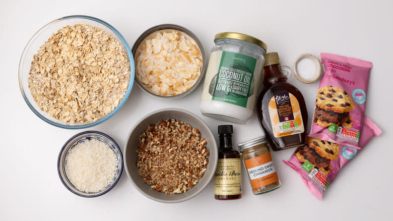 ingredients for coconut pecan granola