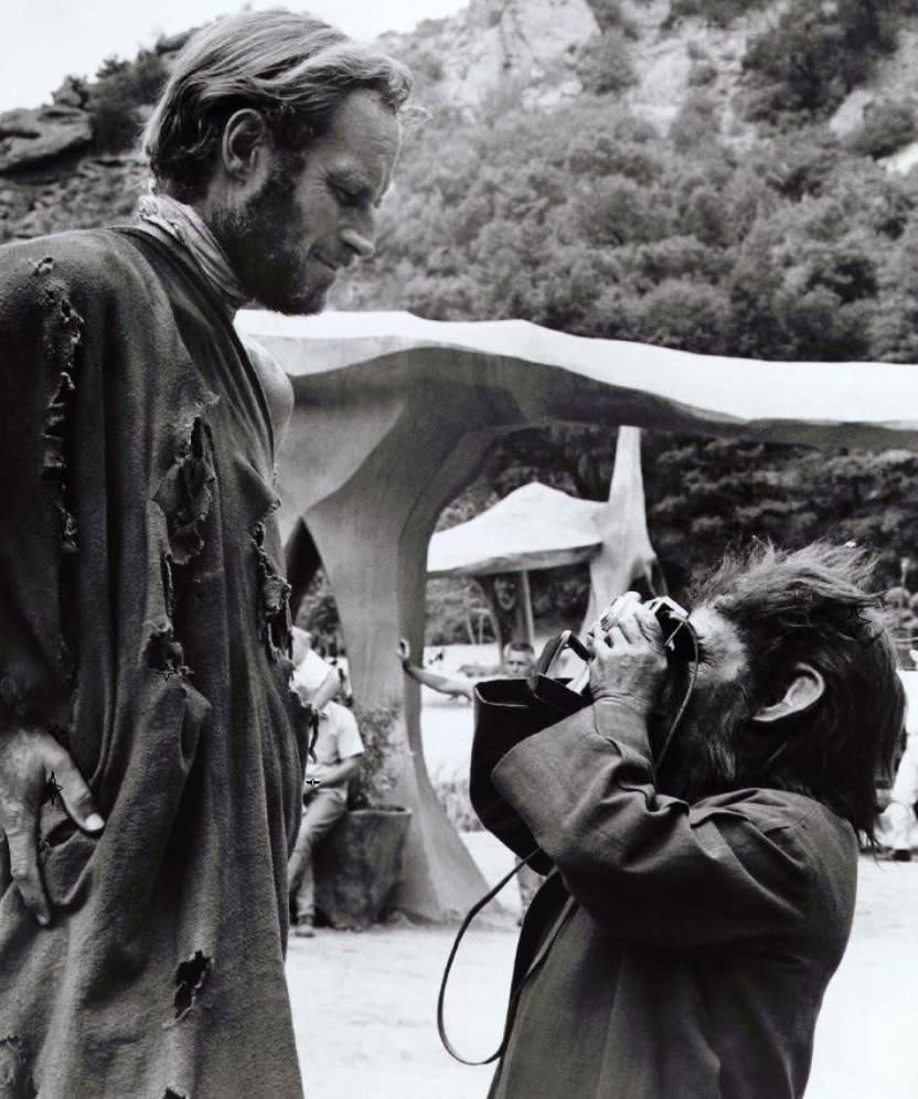 Charlton Heston on the Set of Apes (Imgur)