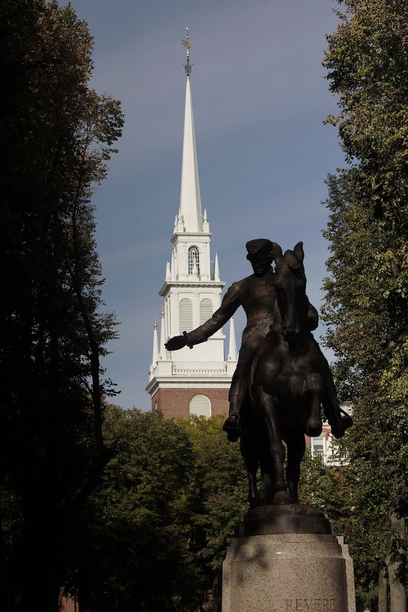 Old North Church and Paul Revere statue in Boston on Sunday, Oct. 20, 2019.