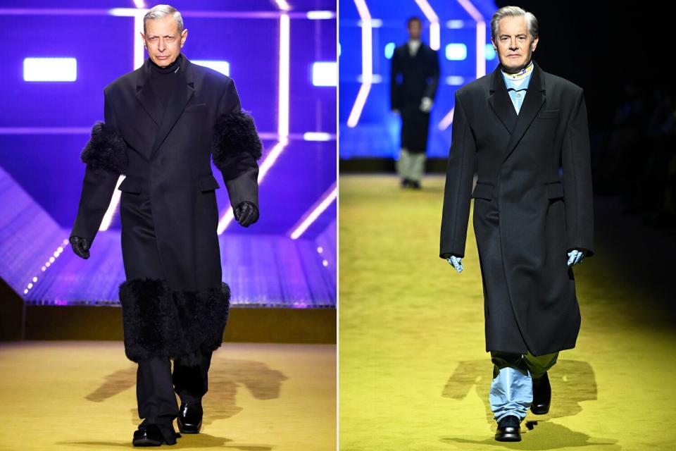 Jeff Goldblum and Kyle MacLachlan walk the runway at the Prada fashion show during the Milan Men's Fashion Week - Fall/Winter 2022/2023 on January 16, 2022 in Milan, Italy.