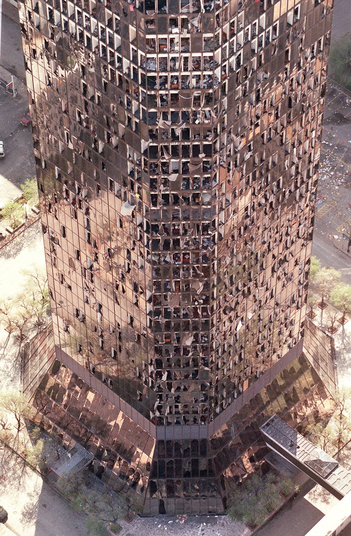 Overhead view of the Bank One tower on March 29, 2000.
