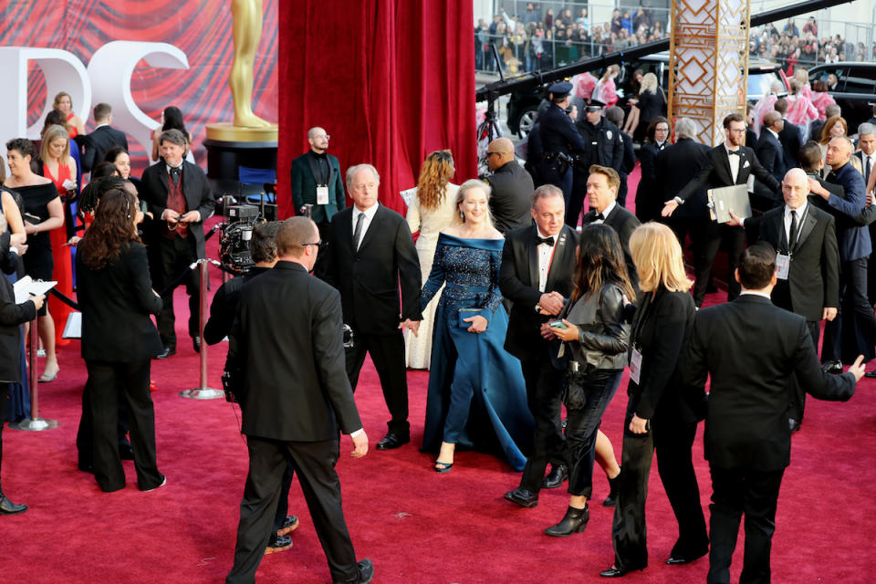 <p>Meryl Streep’s Academy Awards look stirred drama before she even hit the red carpet. And then, when she revealed her final ensemble, <a rel="nofollow" href="https://www.yahoo.com/style/meryl-streeps-elie-saab-at-the-oscars-was-worth-that-chanel-controversy-022502995.html" data-ylk="slk:it was well worth all the controversy;elm:context_link;itc:0;sec:content-canvas;outcm:mb_qualified_link;_E:mb_qualified_link;ct:story;" class="link  yahoo-link">it was well worth all the controversy</a>. The jumpsuit featured an off-the-shoulder silhouette and a train over tailored pants. <em>(Photo: Getty Images)</em> </p>