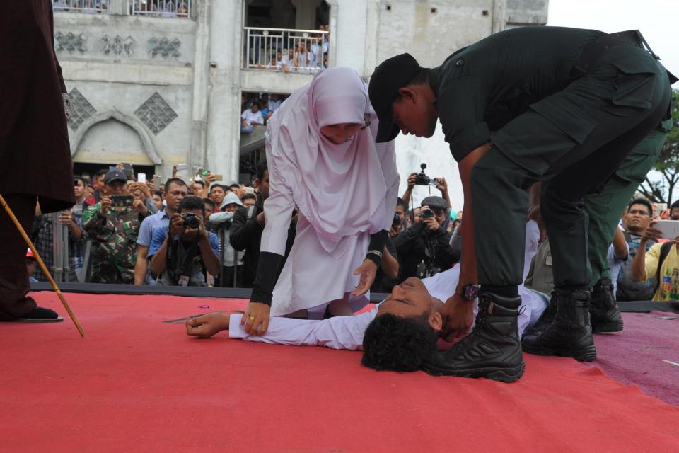 Caning: The man collapsed after he received 26 lashes: AFP/Getty Images