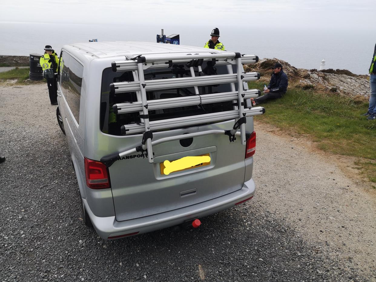 A family of 11 in three vehicles were stopped at a Welsh beauty spot on Sunday (North Wales Police)