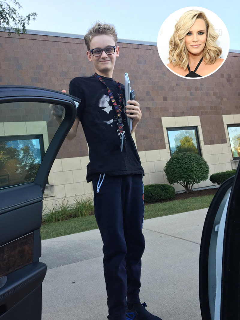 <p>Jenny McCarthy has a high schooler. “First day of High school drop off,” she wrote. “So proud. #GoEvan.” We bet she’s proud. She’s been sharing his journey with autism since he was first diagnosed. (Photos: <a rel="nofollow noopener" href="https://twitter.com/JennyMcCarthy/status/900329744528543748" target="_blank" data-ylk="slk:Jenny McCarthy via Twitter;elm:context_link;itc:0;sec:content-canvas" class="link ">Jenny McCarthy via Twitter</a>/Getty Images)<br><br></p>