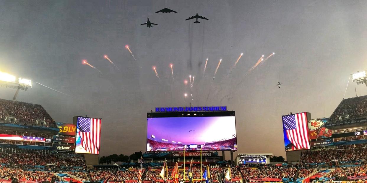 Air Force B-1B B-2 B-52 bombers Super Bowl