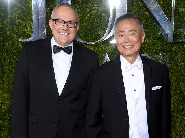 <p>Dimitrios Kambouris/Getty</p> Brad Takei (left) and George Takei