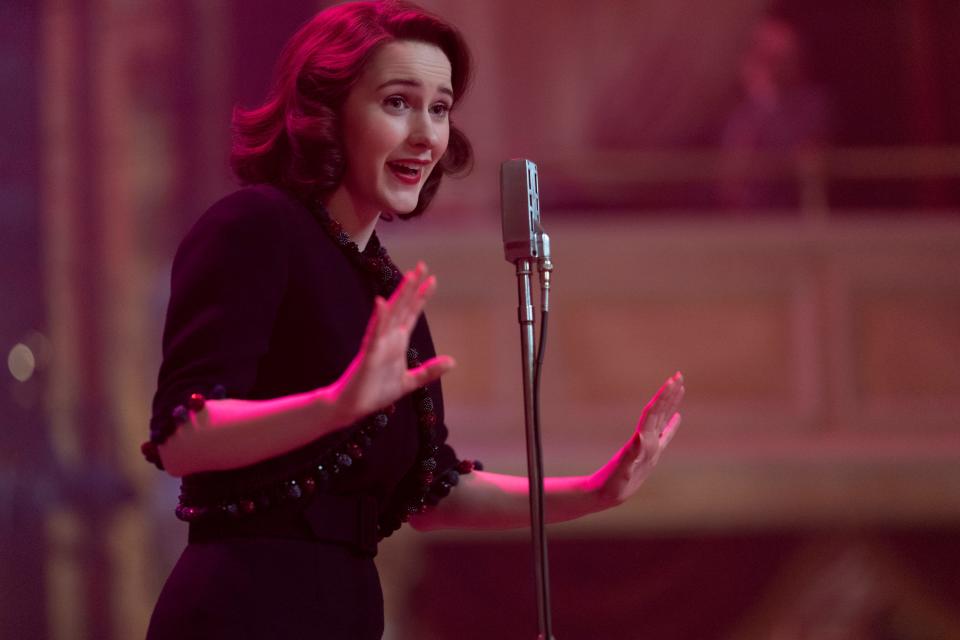 FILE - Rachel Brosnahan in "The Marvelous Mrs. Maisel." Brosnahan has been cast as Lois Lane in "Superman: Legacy."