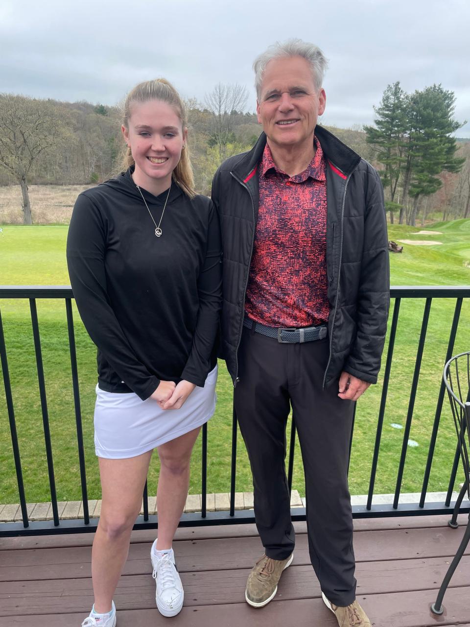 Jenny Walsh with Blackstone National Golf Club general manager Matt Stephens.