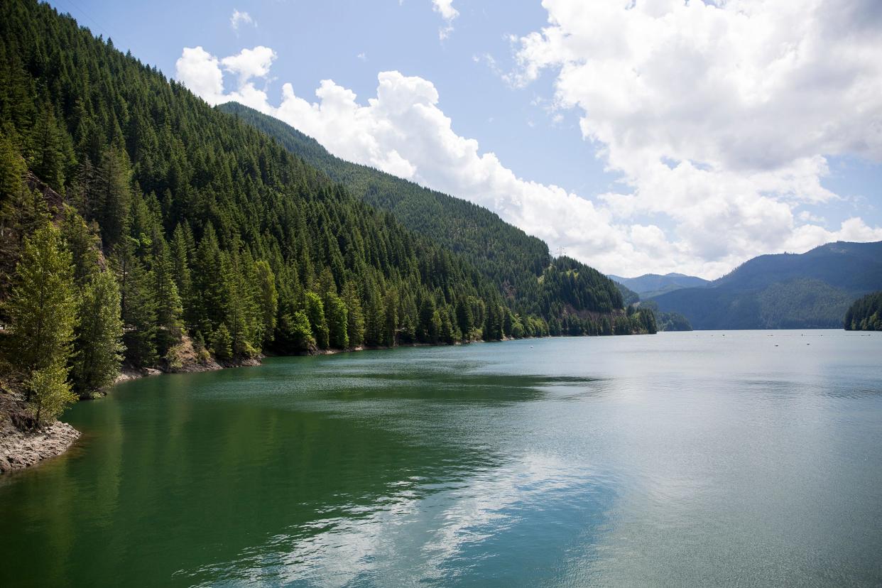 The North Santiam River is pictured at Detroit Dam.