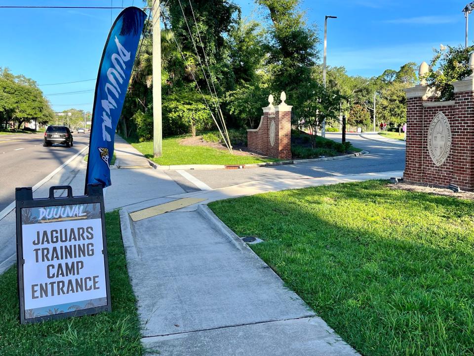 The entrance to the Episcopal School's Knight Campus off Atlantic Boulevard for Jaguars training camp.