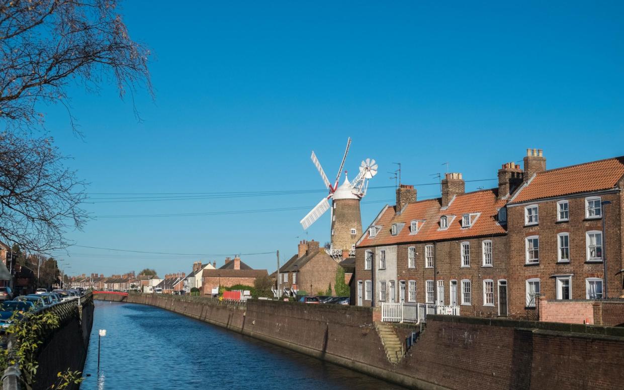 View of Maud Foster five sail windmill in Boston, Lincolnshire