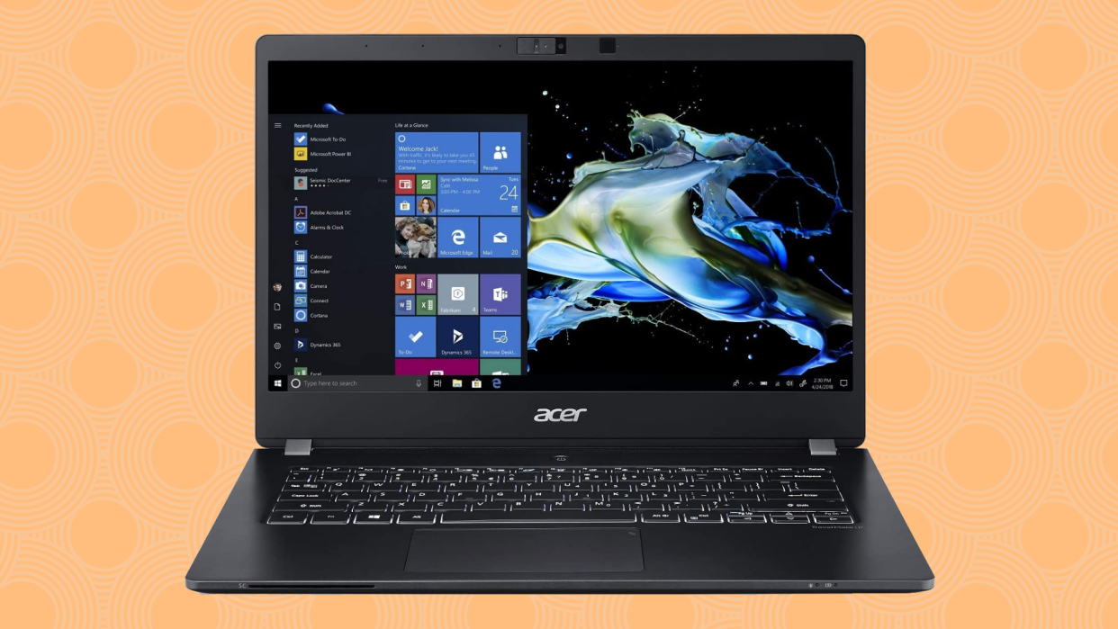 Acer laptop made out of durable plastic.