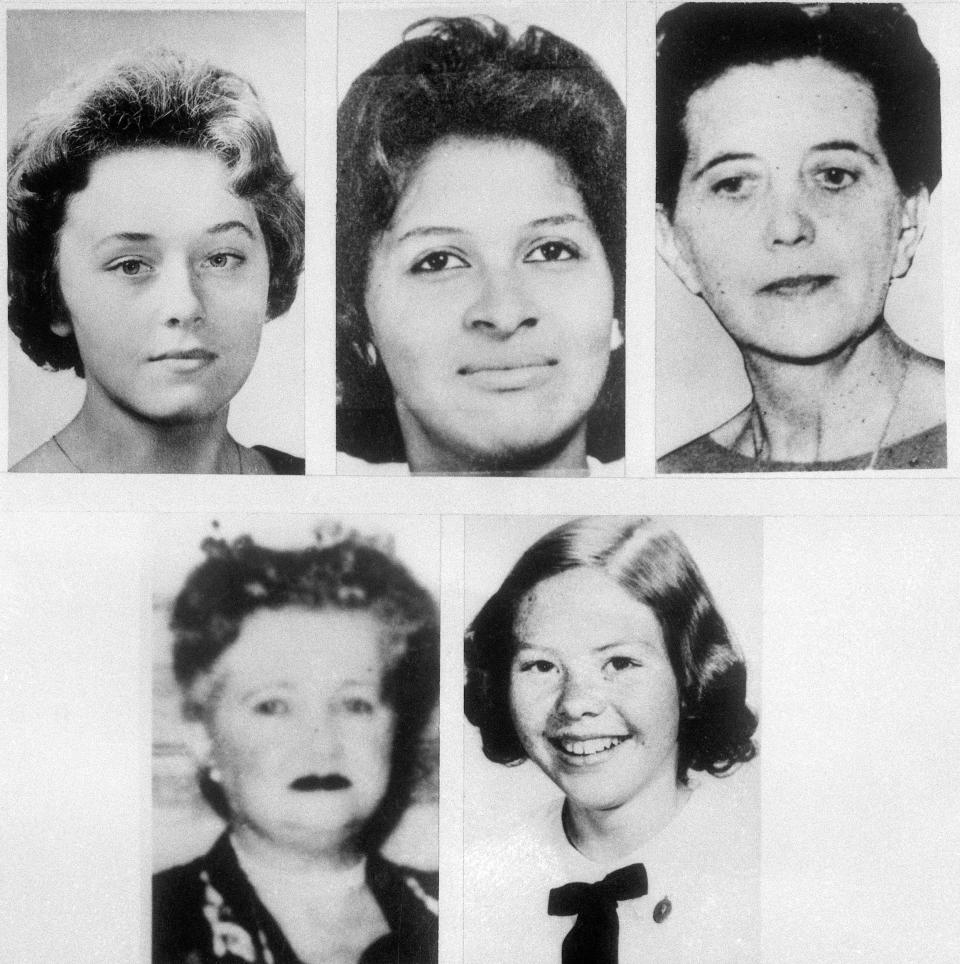 A composite image of portraits of five of the victims, including Margaret Cadigan, Sophie Clark, Anna E. Slessers, Jane Sullivan, and Cheryl Laird.