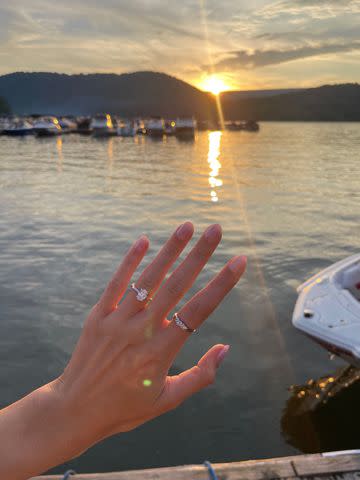 <p>Rachel Stanley Photography</p> Ali Taylor shares a close-up look at her engagement ring.