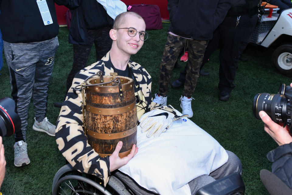 Tyler Trent died in January after a battle with cancer, but the Purdue superfan inspired a fellow boilermaker to walk 100 miles to raise money for cancer research. (Getty Images)