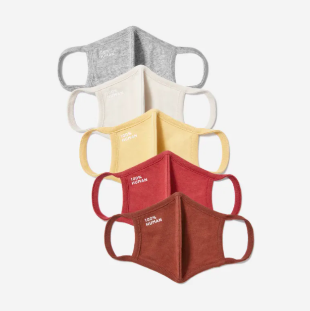 Everlane's 100% Human face masks are now available in a five-pack featuring warm, cozy tones.